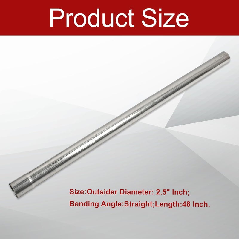 BIGREAT 409 Steel 2.5'' Inch OD Straight Exhaust Pipe Mandrel Tubing Pipe 48" / 4 Ft Long Custom Fitment For Exhaust System - Image 2